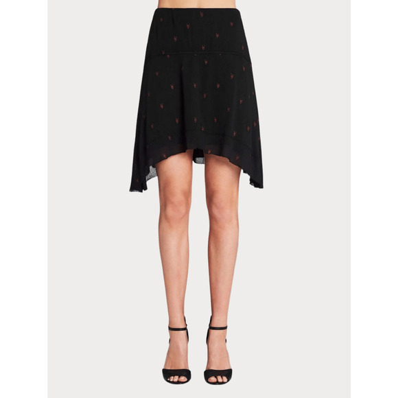 IRO Curved Hem Mini Skirt Black - Picture 2 of 9
